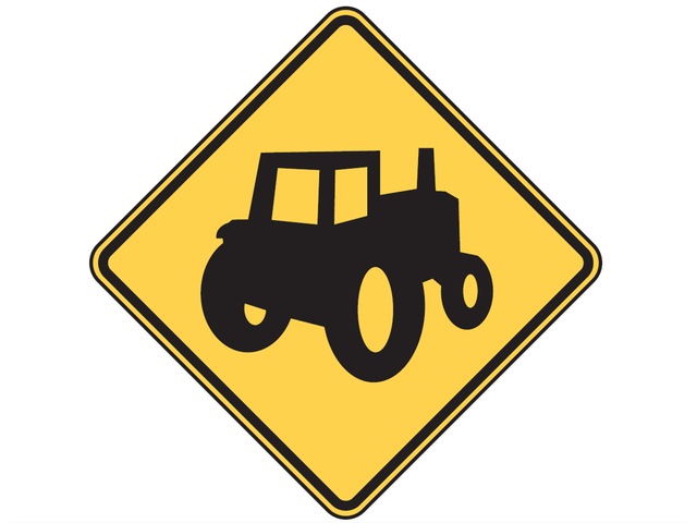Historical Farm machinery warning sign (W11-5a)